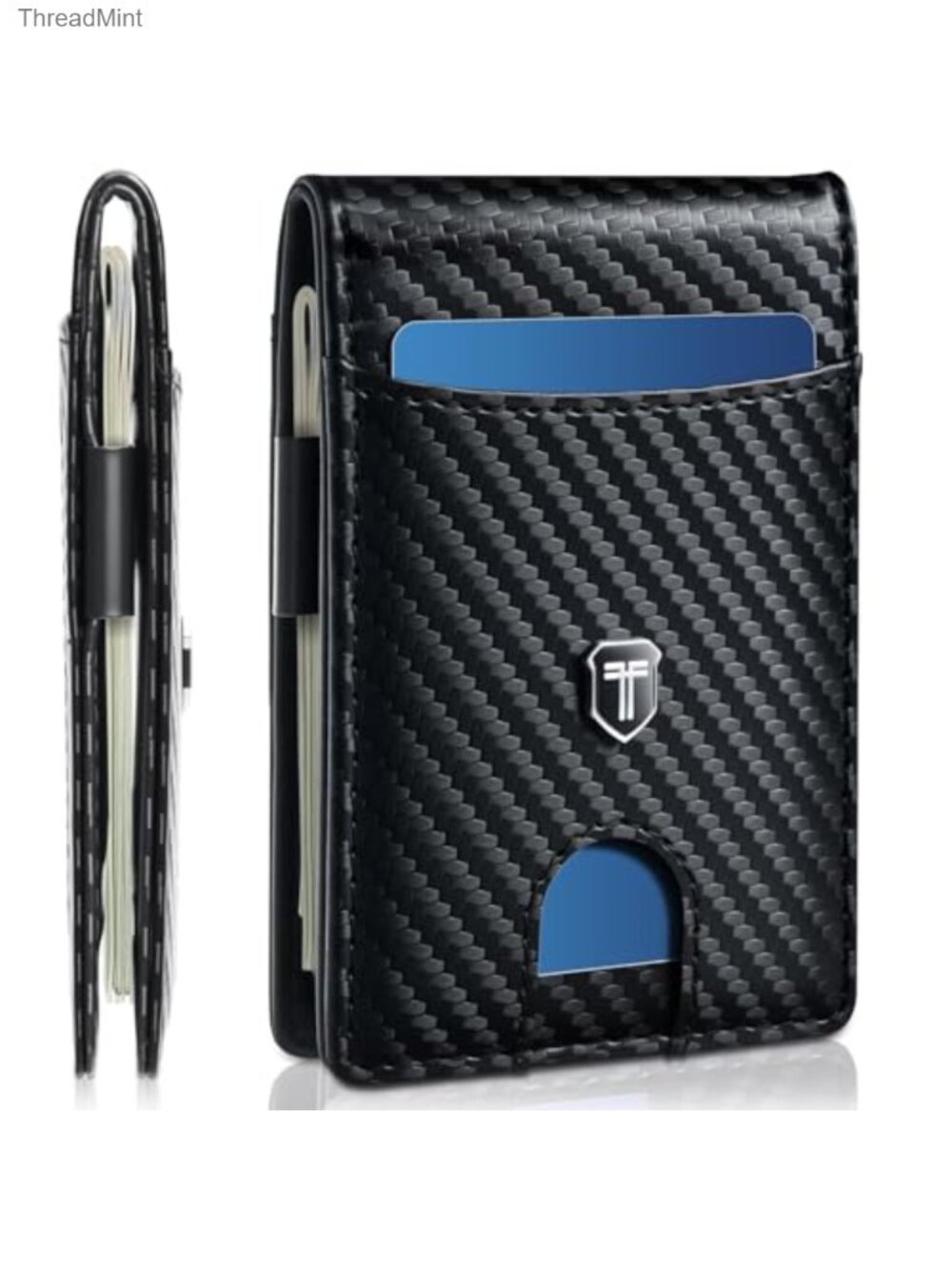 PU Leather Money Clip Wallet RFID Slim Card Holder ID Window